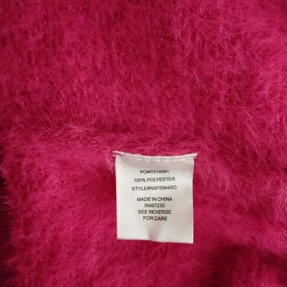 Almost Famous Women's Pink V-Neck Botton Fuzzy Long Sleeve Cardigan Sweater XL - Picture 6 of 7